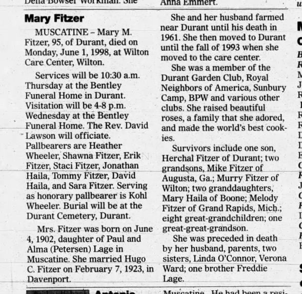 Clipping from The Muscatine Journal